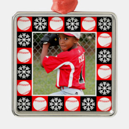 Baseball Player Custom Foto Weihnachtsschneeflocke Ornament Aus Metall