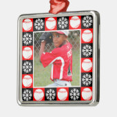 Baseball Player Custom Foto Weihnachtsschneeflocke Ornament Aus Metall (Links)