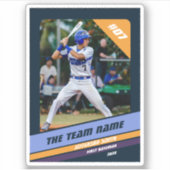 Baseball Player Custom Gift Dark Blue Yellow Aufkleber (Vorderseite)