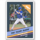Baseball Player Custom Gift Dark Blue Yellow Aufkleber (Vorderseite)