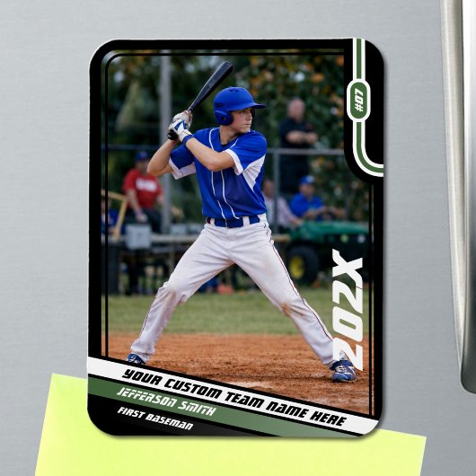 Baseball Player Custom Green Magnet