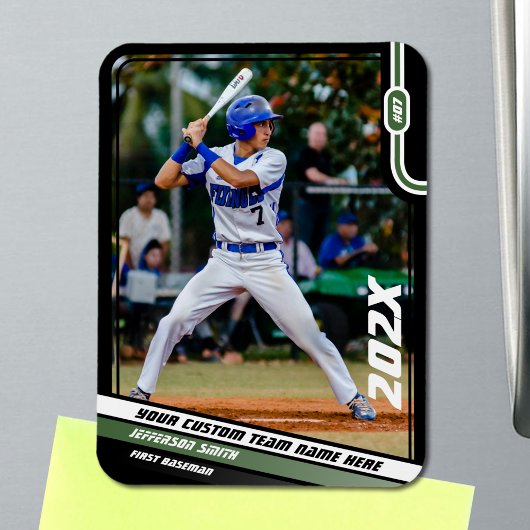 Baseball Player Custom Green Magnet