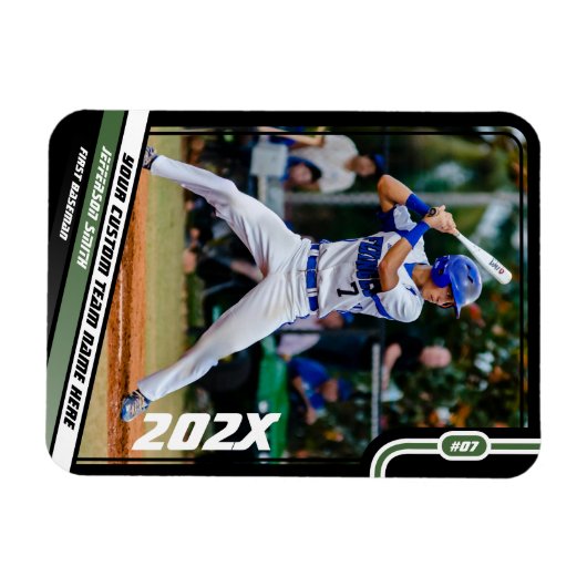 Baseball Player Custom Green Magnet (Horizontal)