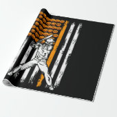 Baseball Player Fan Geschenk Skelett Halloween Geschenkpapier (Ungerollt)