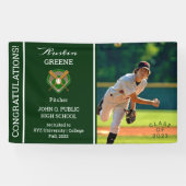 Baseball Player Foto Green Abschluss Banner (Horizontal)