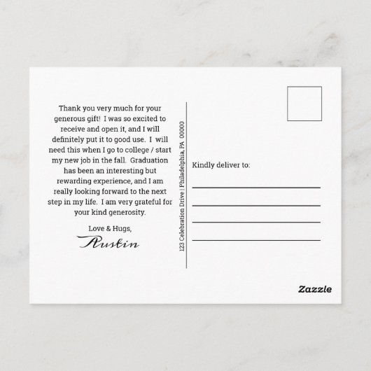 Baseball Player Foto Lila Abschluss Vielen Dank Postkarte (Rückseite)