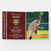 Baseball Player Foto Maroon Abschluss Banner (Horizontal)