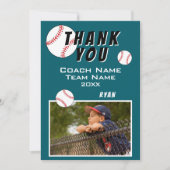 Baseball Player Foto Vielen Dank Coach Card Dankeskarte (Vorderseite)