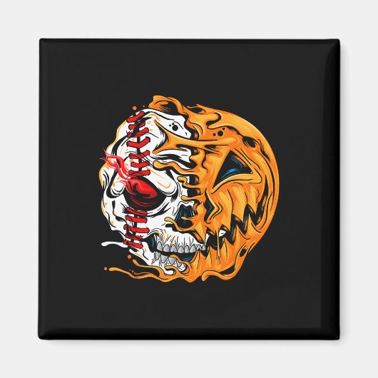 Baseball Player Halloween Pumpkin Skeleton Magnet (Vorne)
