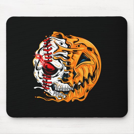 Baseball Player Halloween Pumpkin Skeleton Mousepad (Vorne)