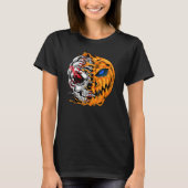 Baseball Player Halloween Pumpkin Skeleton Skull K T-Shirt (Vorderseite)