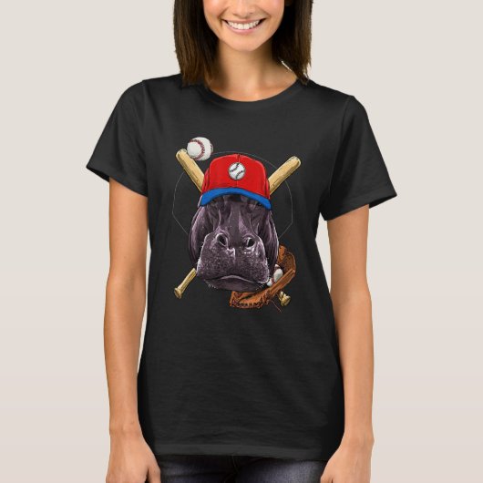Baseball Player Hippopotamus Pitcher Catcher Baseb T-Shirt (Vorderseite)