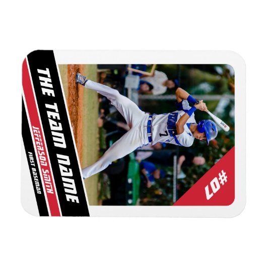 Baseball-Player, individuell einstellbar, weiß rot Magnet (Horizontal)