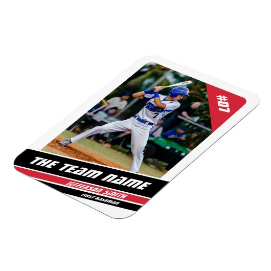 Baseball-Player, individuell einstellbar, weiß rot Magnet (Linke Seite)