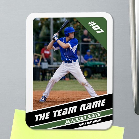 Baseball-Player, individuell einstellbar, Weißgrün Magnet