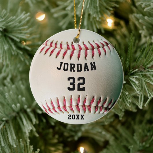 Baseball Player Jersey Nummer Personalisiert Keramik Ornament (Baum)