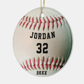 Baseball Player Jersey Nummer Personalisiert Keramik Ornament (Links)