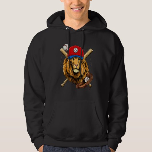 Baseball Player Lion  Pitcher Catcher Baseball Coa Hoodie (Vorderseite)
