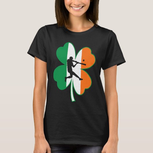Baseball Player Lucky Shamrock Ireland Flag St Pat T-Shirt (Vorderseite)