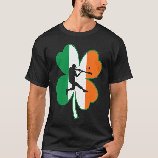 Baseball Player Lucky Shamrock Ireland Flag St Pat T-Shirt (Vorderseite)