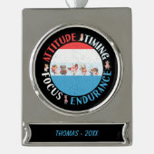 Baseball Player Mindset - Red White Blue Banner-Ornament Silber (Vorderseite)