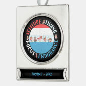 Baseball Player Mindset - Red White Blue Banner-Ornament Silber (Links)