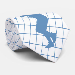 Baseball-Player mit Bat Blue Karo Necktie Krawatte