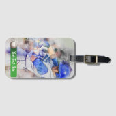 Baseball-Player mit Blue Uniform Gepäckanhänger (Vorderseite (Horizontal))