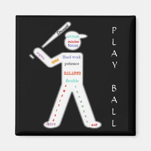 Baseball-Player mit Motivierend Worten Magnet (Vorne)