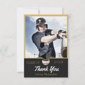 Baseball-Player Modernes Foto Abschluss Klasse Dankeskarte (Vorderseite)