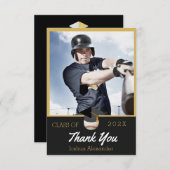 Baseball-Player Modernes Foto Abschluss Klasse Dankeskarte (Vorne/Hinten)