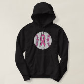 Baseball Player Pink Ribbon Brustkrebs Auswarenes Hoodie (Design vorne)