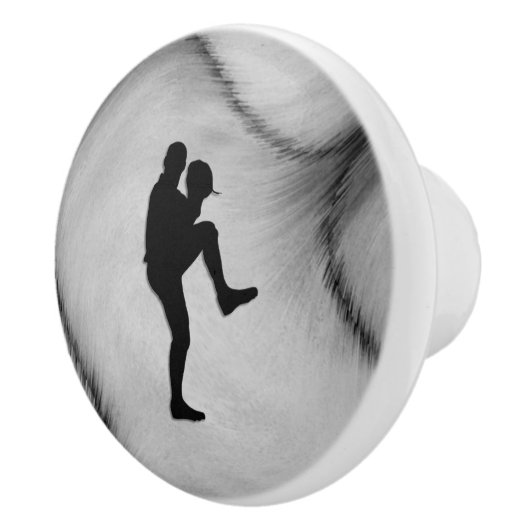 Baseball Player Pitcher Windup Keramikknauf (Rechts)
