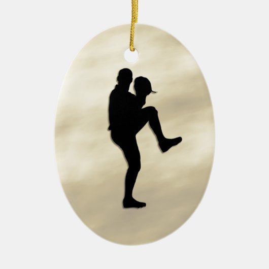 Baseball Player Pitcher winduzieren Keramikornament (Vorne)