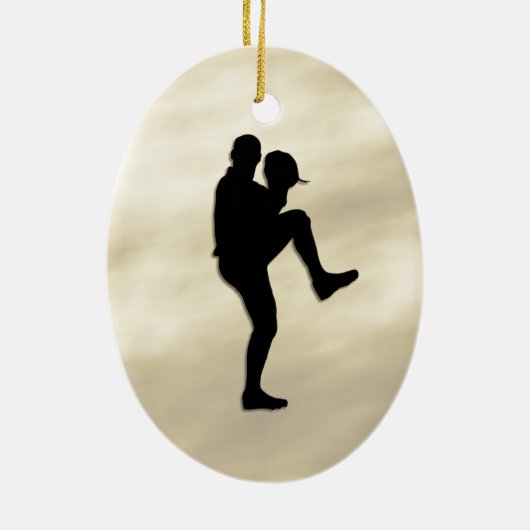 Baseball Player Pitcher winduzieren Keramikornament (Hinten)