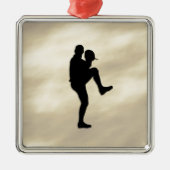 Baseball Player Pitcher winduzieren Silbernes Ornament (Vorne)