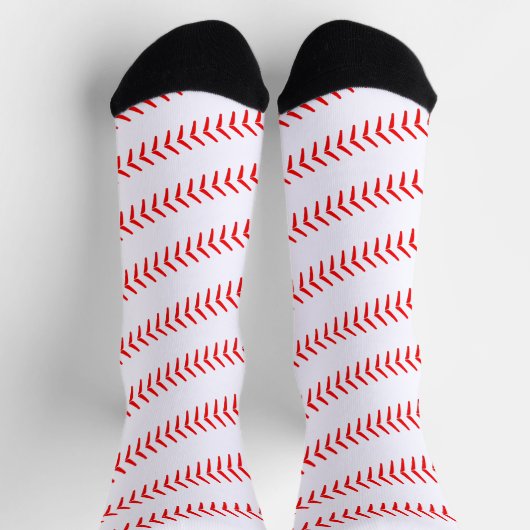 Baseball Player Red Laces Spiral Fun Sport Socken (Oben)
