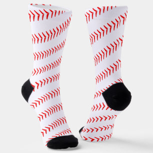 Baseball Player Red Laces Spiral Fun Sport Socken