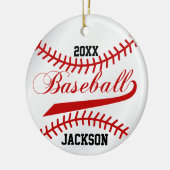 Baseball Player - Rot Keramik Ornament (Links)