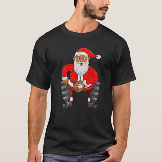 Baseball Player Santa Christmas Pajamas Baseball C T-Shirt (Vorderseite)