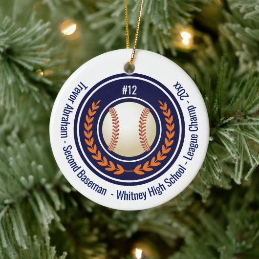 Baseball Player School Blue Keramik Ornament (Baum)