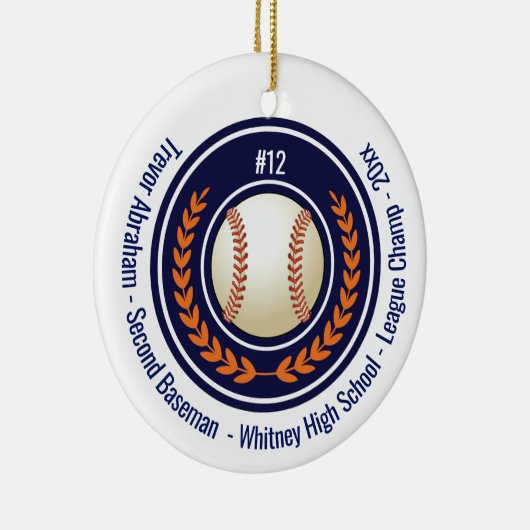 Baseball Player School Blue Keramik Ornament (Rechts)