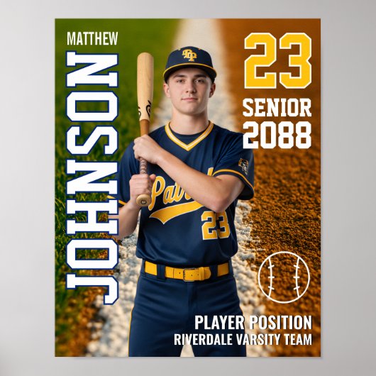 Baseball Player Senior Class Custom Photo Sports Poster (Vorne)