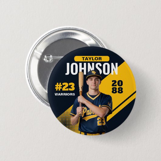 Baseball Player Senior Night Custom Photo Sports Button (Vorne & Hinten)