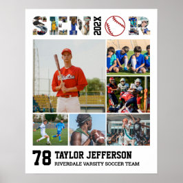 Baseball Player Senior Night Sports Foto Collage Poster