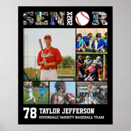 Baseball Player Senior Night Sports Foto Collage Poster