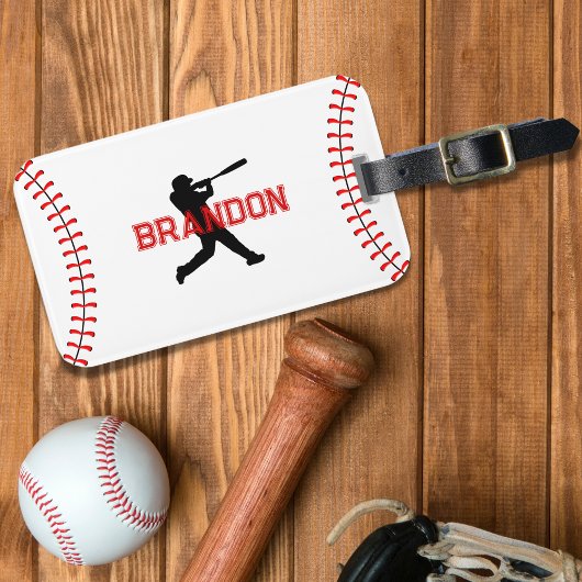 Baseball Player-Silhouette mit dem Namen Sports Ba Gepäckanhänger