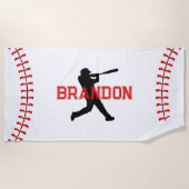 Baseball-Player-Silhouette mit dem Namen White Spo Strandtuch (Vorderseite)