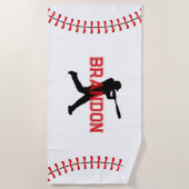 Baseball-Player-Silhouette mit dem Namen White Spo Strandtuch (Vorderseite)