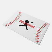 Baseball Player-Silhouette mit dem Thema "Sport" Fußmatte (Schrägansicht)